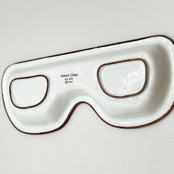 Hand-Painted Kelvin Chen Enamel Copper Eyeglasses Dish Tray Sailboat Scene 2001 - Picture 8 of 8